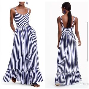 J. Crew Blue and White Striped Maxi Dress